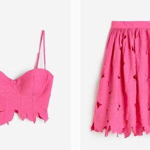 H&M Pink Leaf-Patterned Skirt